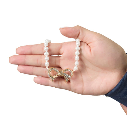 Pearl Bracelet with Pave Bow - Goldtone - Juicy Couture