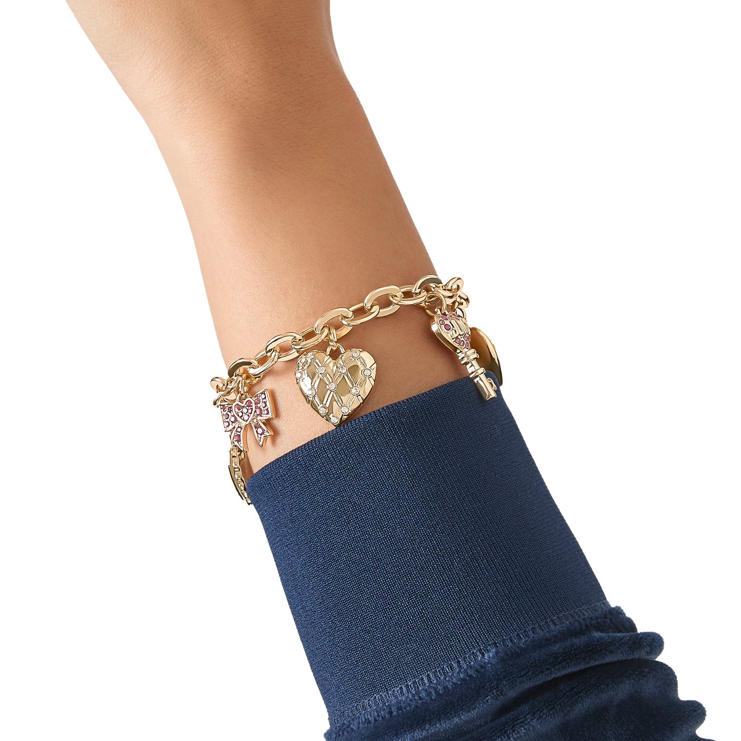 Heart & Key Charm Bracelet - Goldtone - Juicy Couture