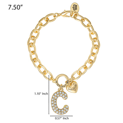 Pavé Initial Charm Bracelet, Letter C - Goldtone - Juicy Couture