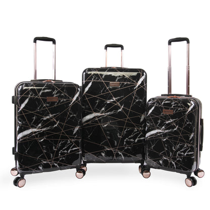 3-Piece Hardside Spinner Luggage Set - Black Marble Web - Juicy Couture