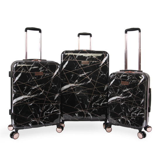 3-Piece Hardside Spinner Luggage Set - Black Marble Web - Juicy Couture