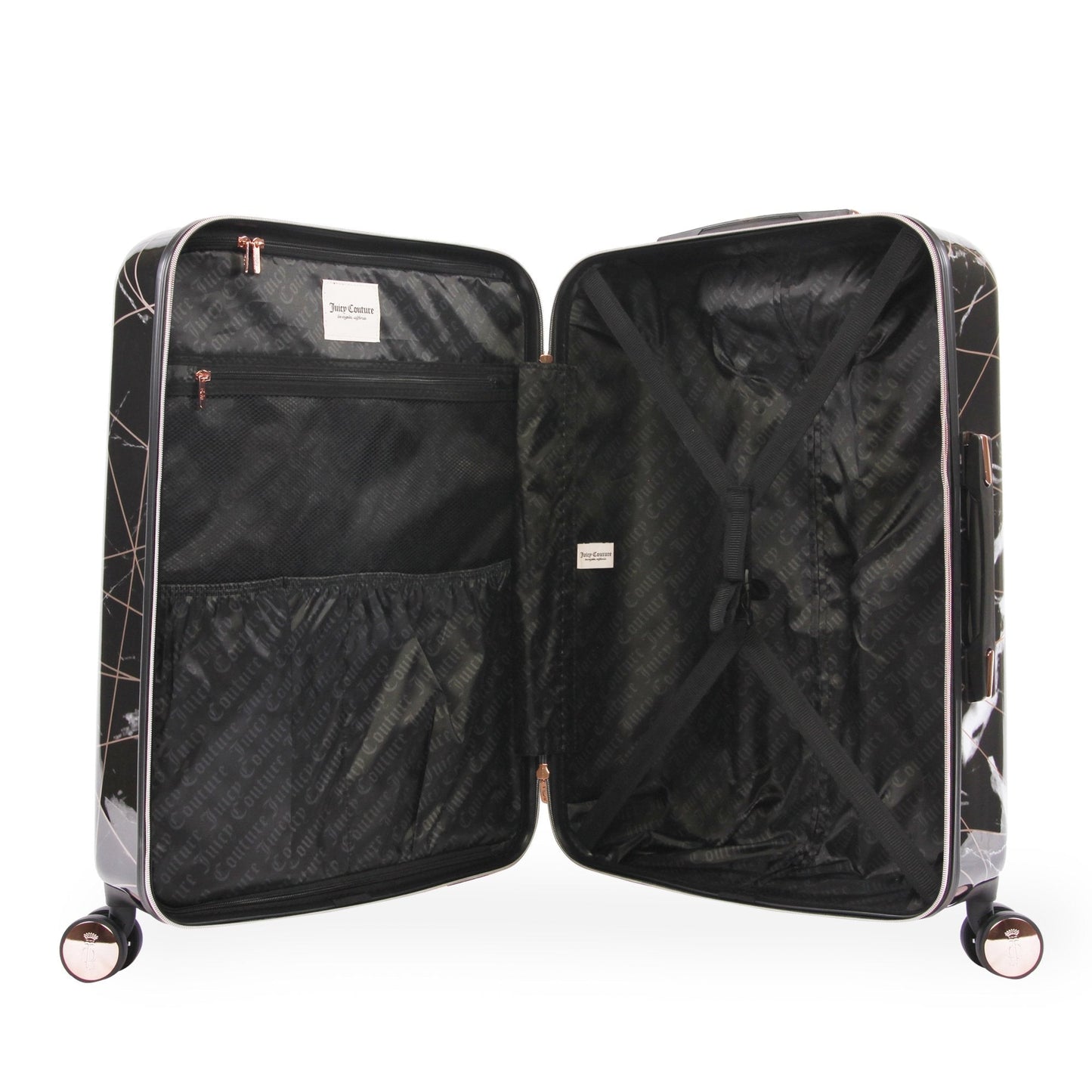 3-Piece Hardside Spinner Luggage Set - Black Marble Web - Juicy Couture