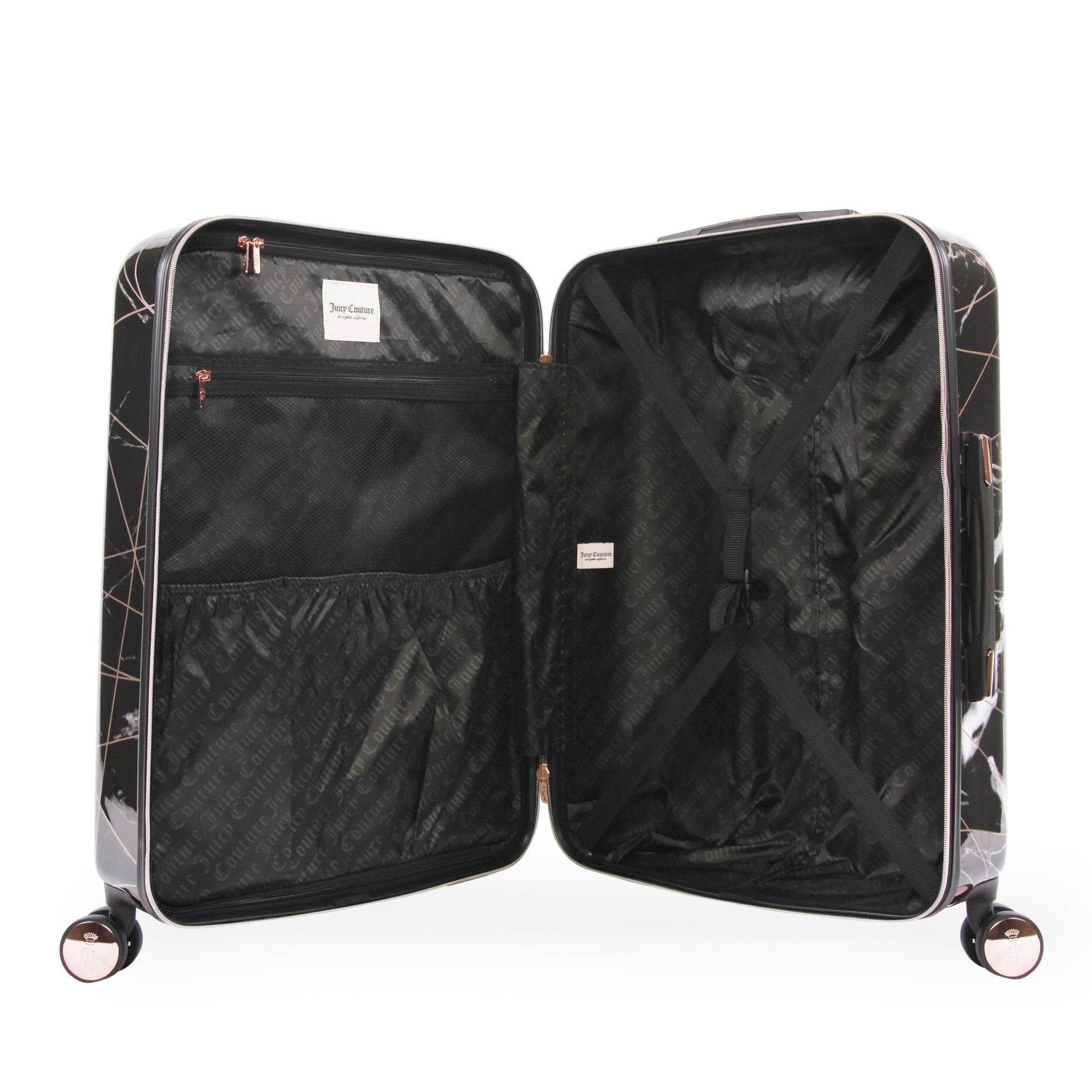 3-Piece Hardside Spinner Luggage Set - Black Marble Web - Juicy Couture