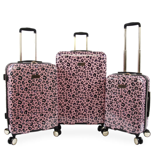 3-Piece Hardside Spinner Luggage Set - Pink Leopard - Juicy Couture