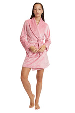 Shawl Collar Plush Robe - Rose JC Emboss - Juicy Couture