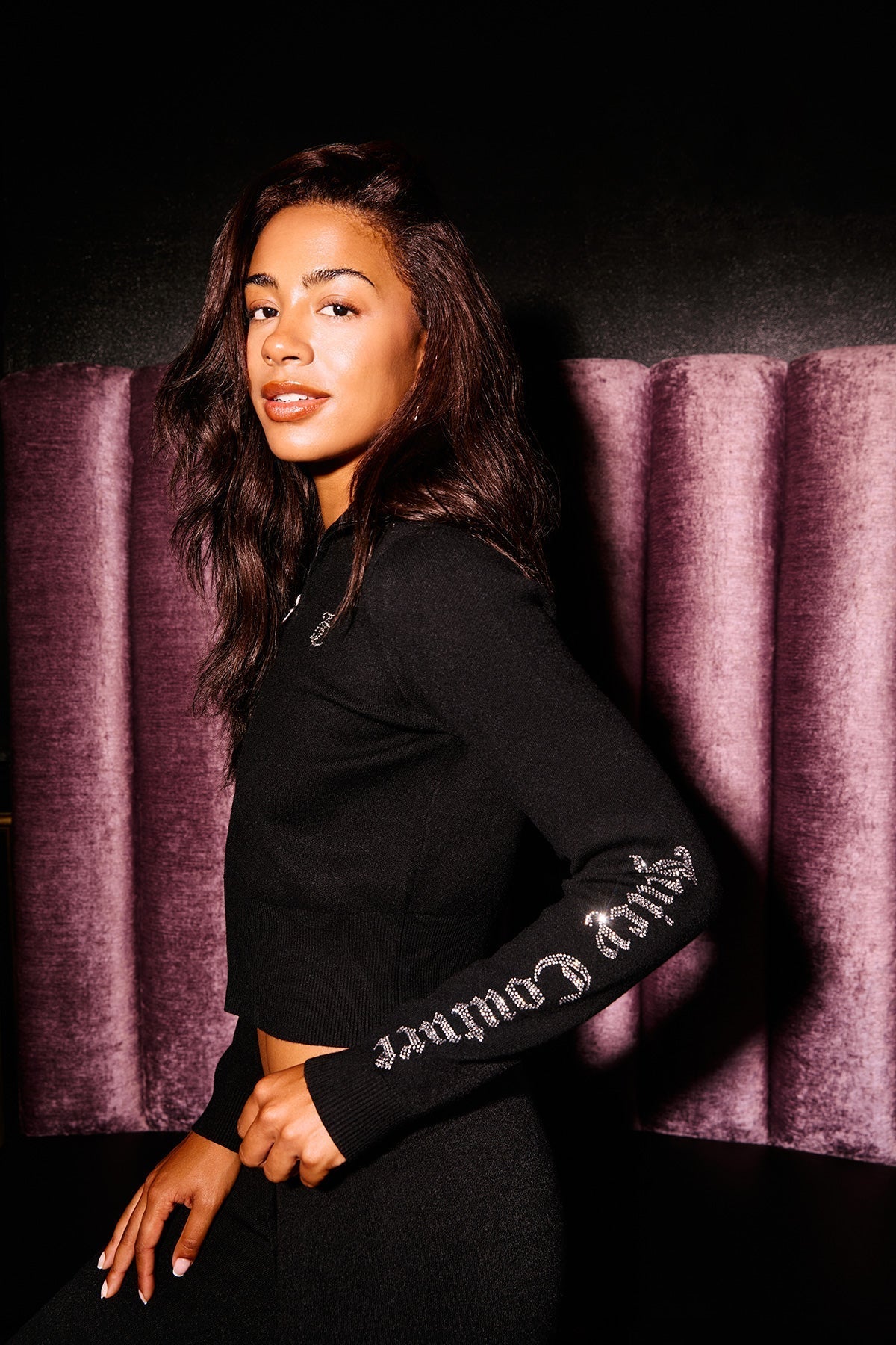 Small Bling Knit Cropped Jacket - Liquorice - Juicy Couture