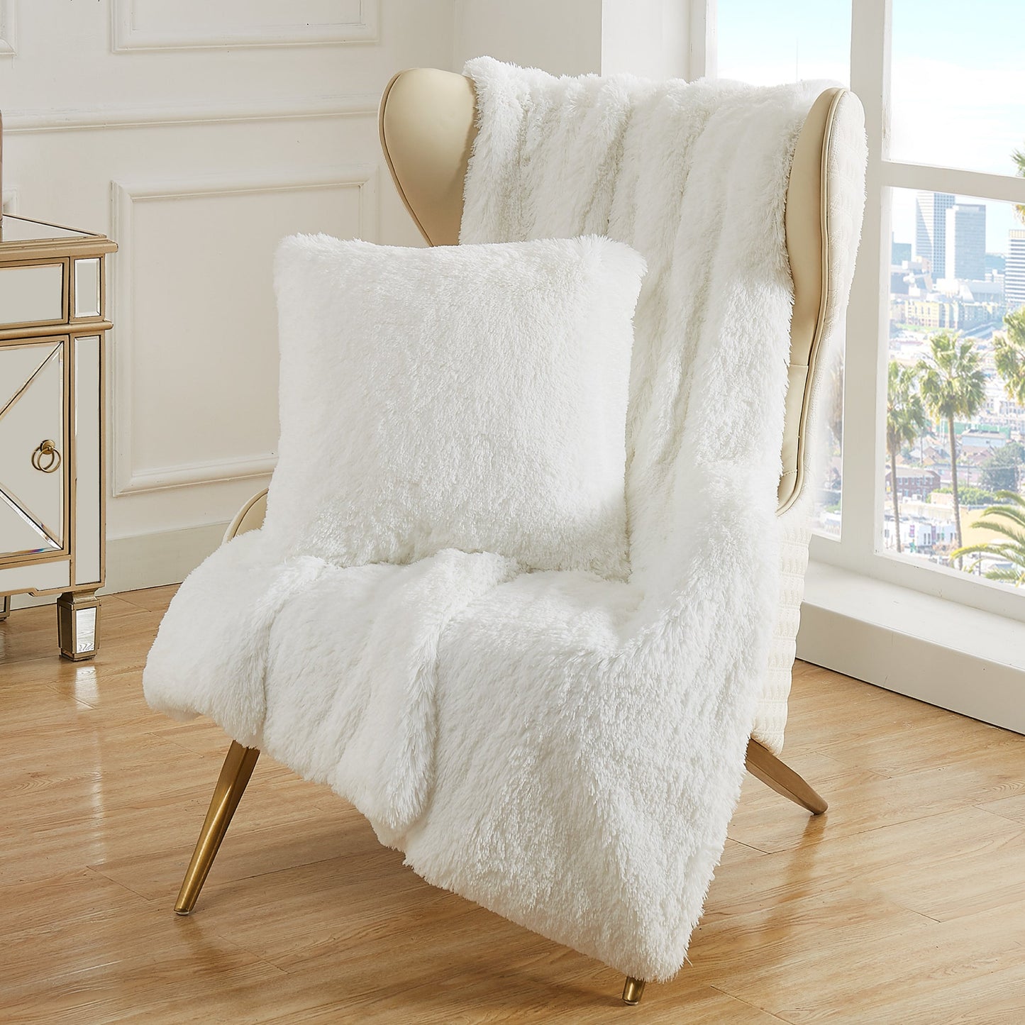 Shaggy Faux Fur Pillow - White - Juicy Couture