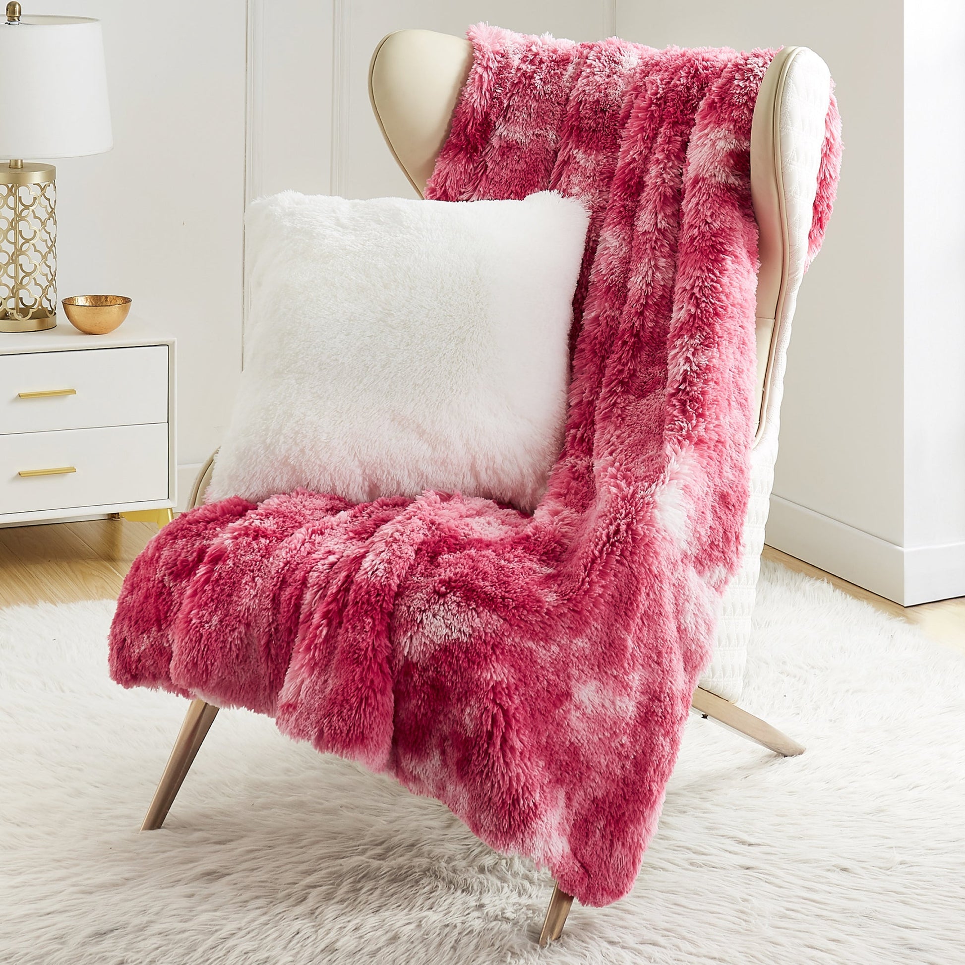 Shaggy Faux Fur Pillow - White - Juicy Couture