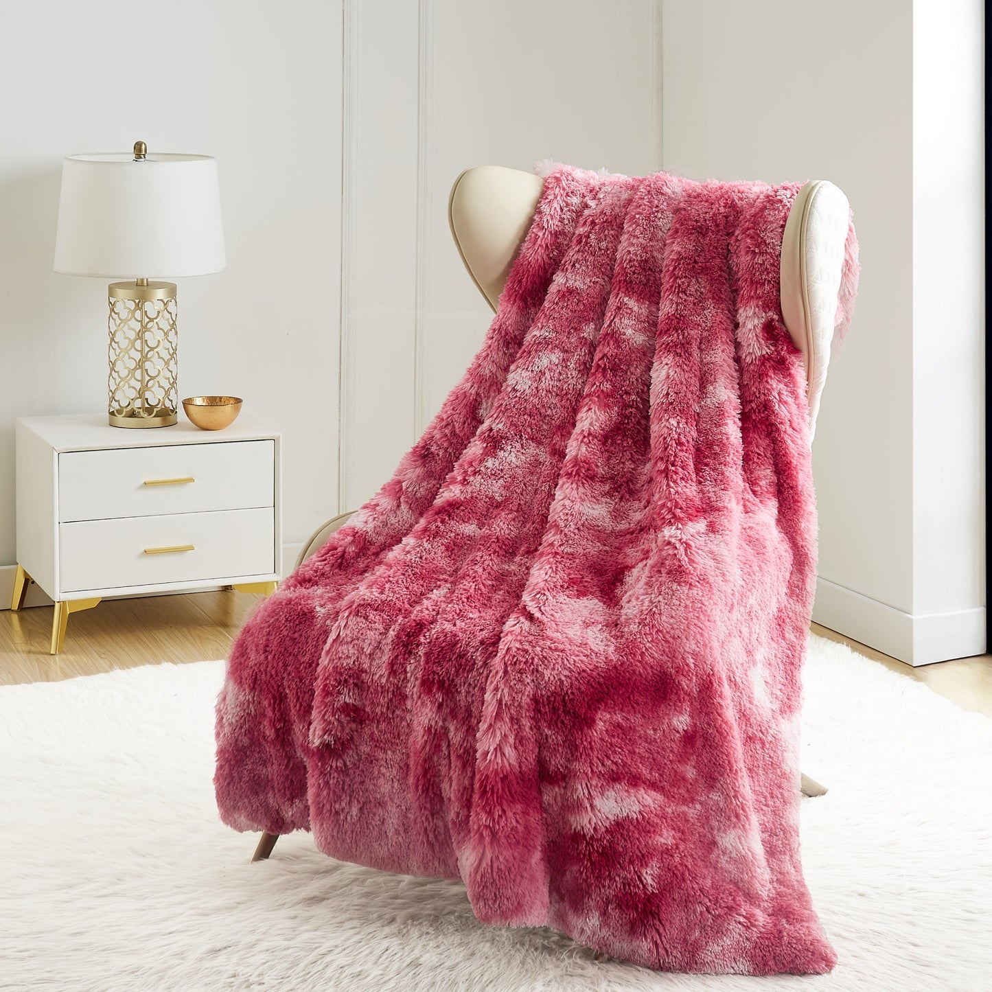 Shaggy Faux Fur Plush Blanket - Free Love Tie Dye - Juicy Couture