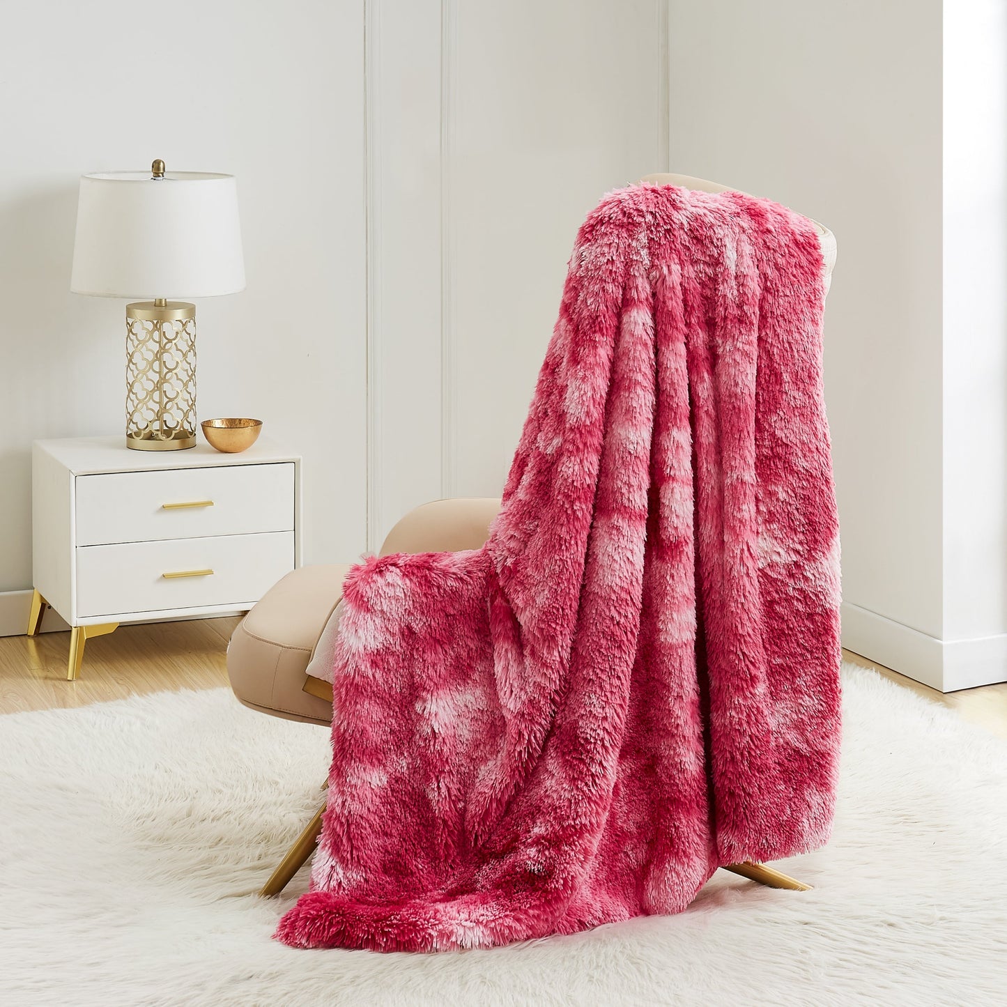Shaggy Faux Fur Plush Blanket - Free Love Tie Dye - Juicy Couture