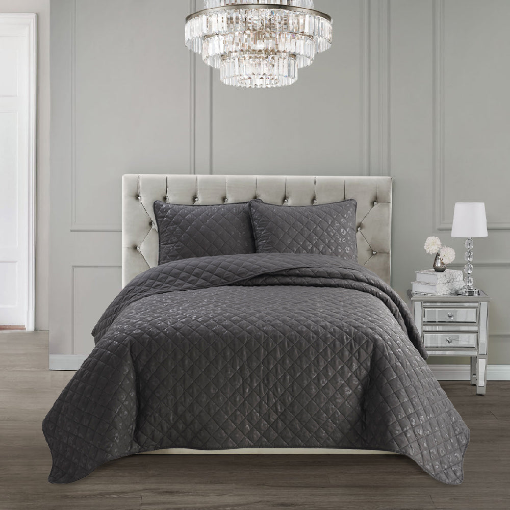 Black Leopard Embossed Quilt Set - Black Leopard - Juicy Couture