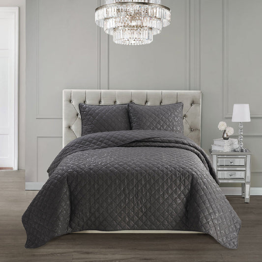 Black Leopard Embossed Quilt Set - Black Leopard - Juicy Couture