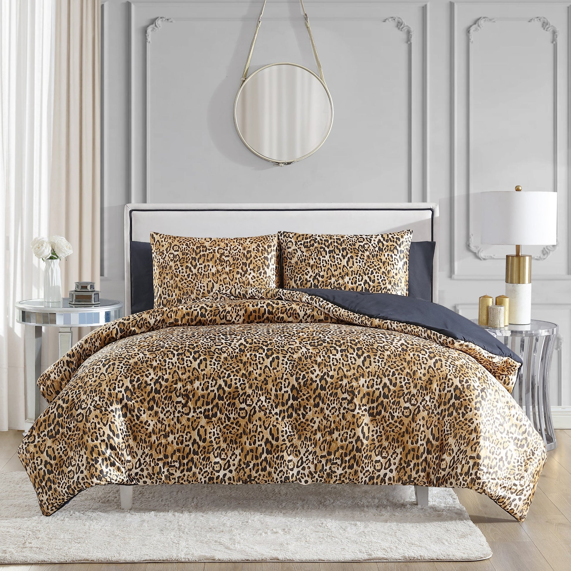 Monica Leopard Reversible Duvet Cover Set - Leopard Gold - Juicy Couture
