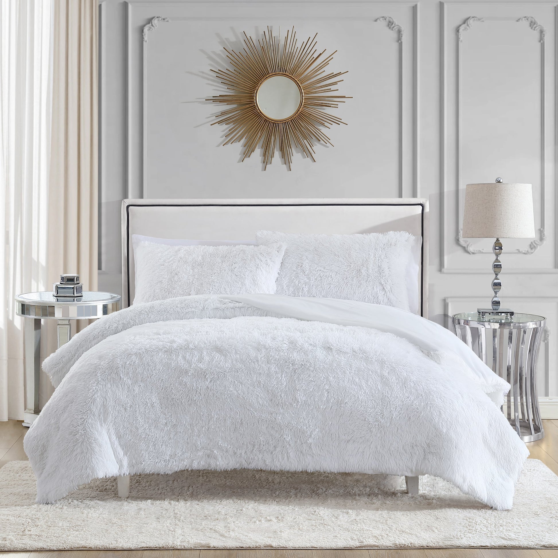 Shaggy Faux Fur Comforter Set - White - Juicy Couture
