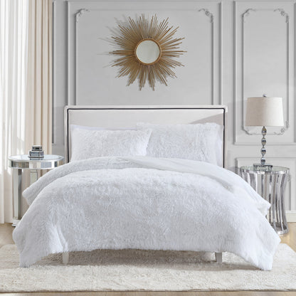 Shaggy Faux Fur Comforter Set - White - Juicy Couture