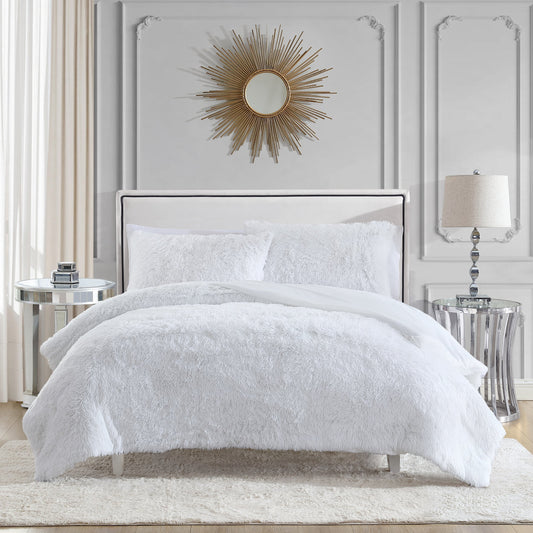 Shaggy Faux Fur Comforter Set - White - Juicy Couture