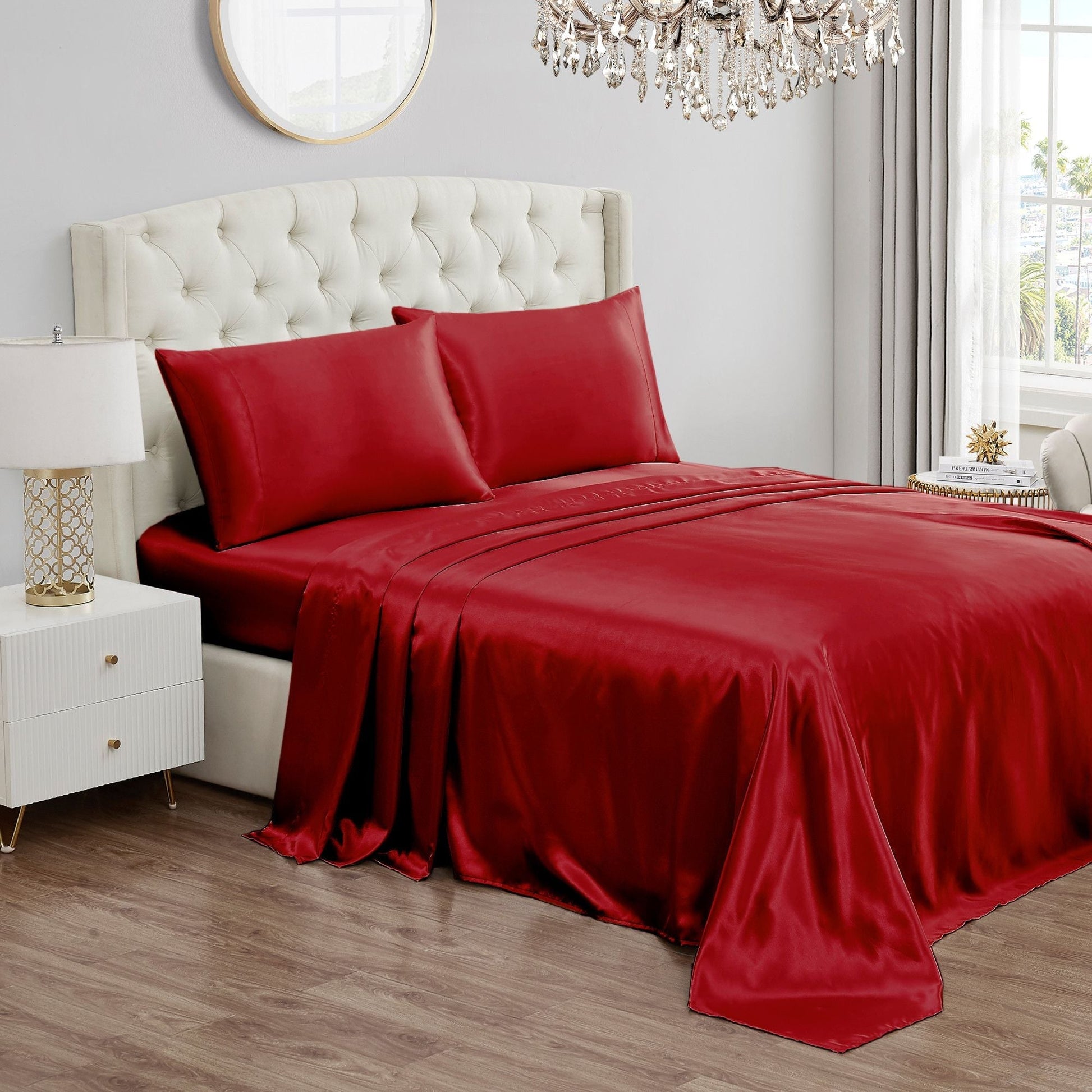 Solid Satin Sheet Set - Ruby - Juicy Couture