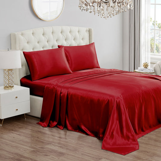 Solid Satin Sheet Set - Ruby - Juicy Couture