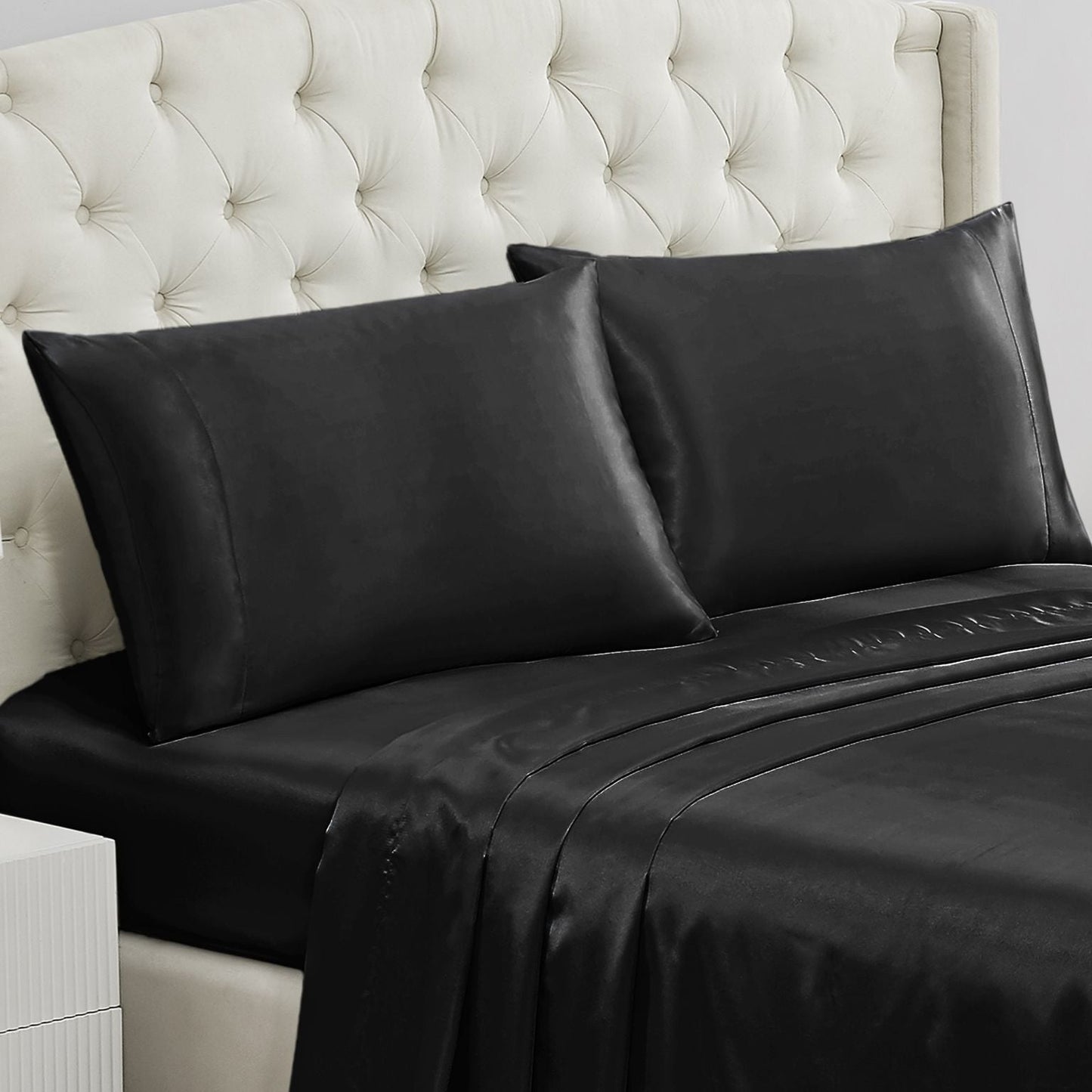 Solid Satin Pillow Case Set - Black - Juicy Couture