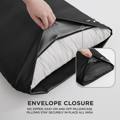 Solid Satin Pillow Case Set - Black - Juicy Couture