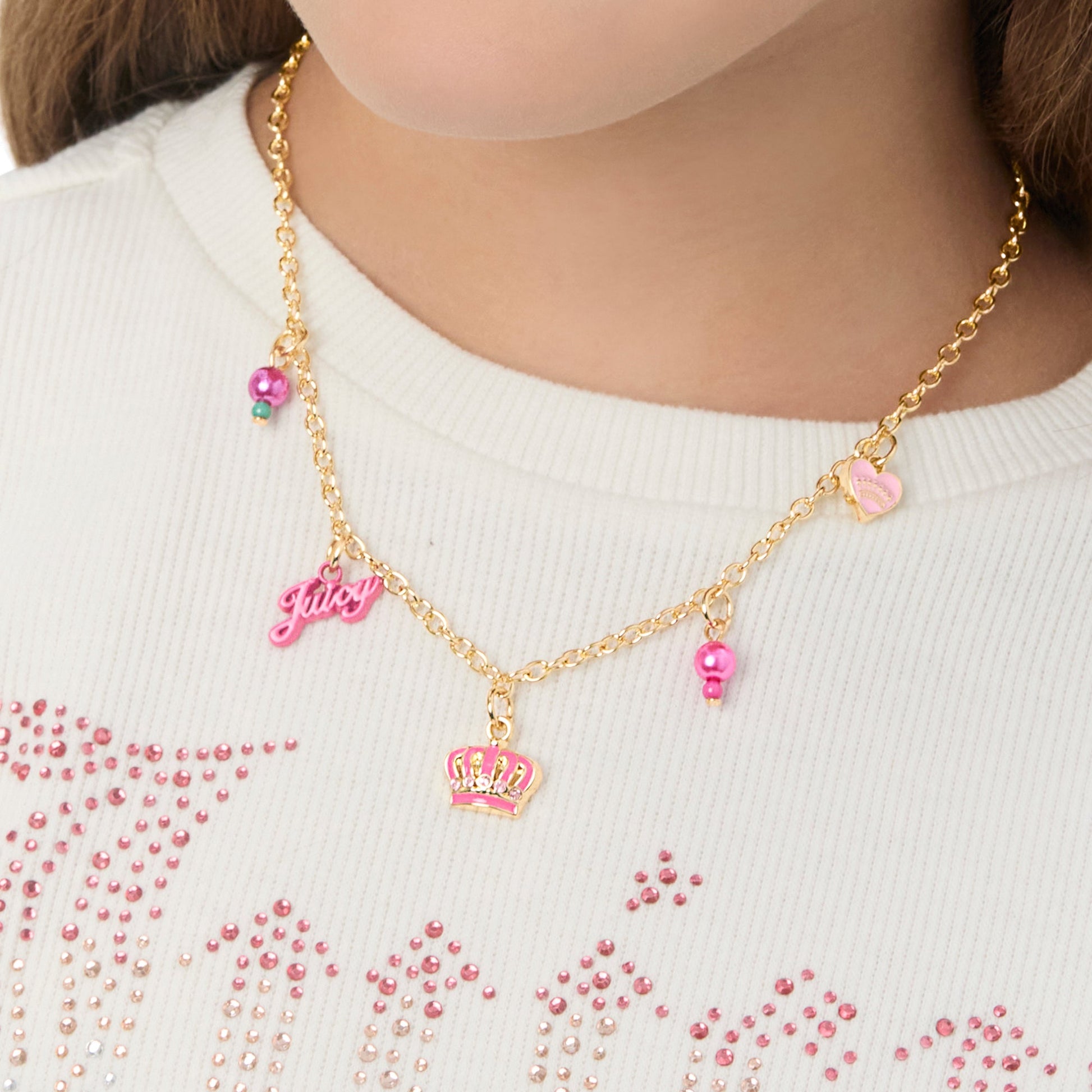 Kids Beaded Charm Necklace - Goldtone - Juicy Couture