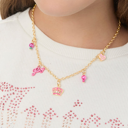 Kids Beaded Charm Necklace - Goldtone - Juicy Couture