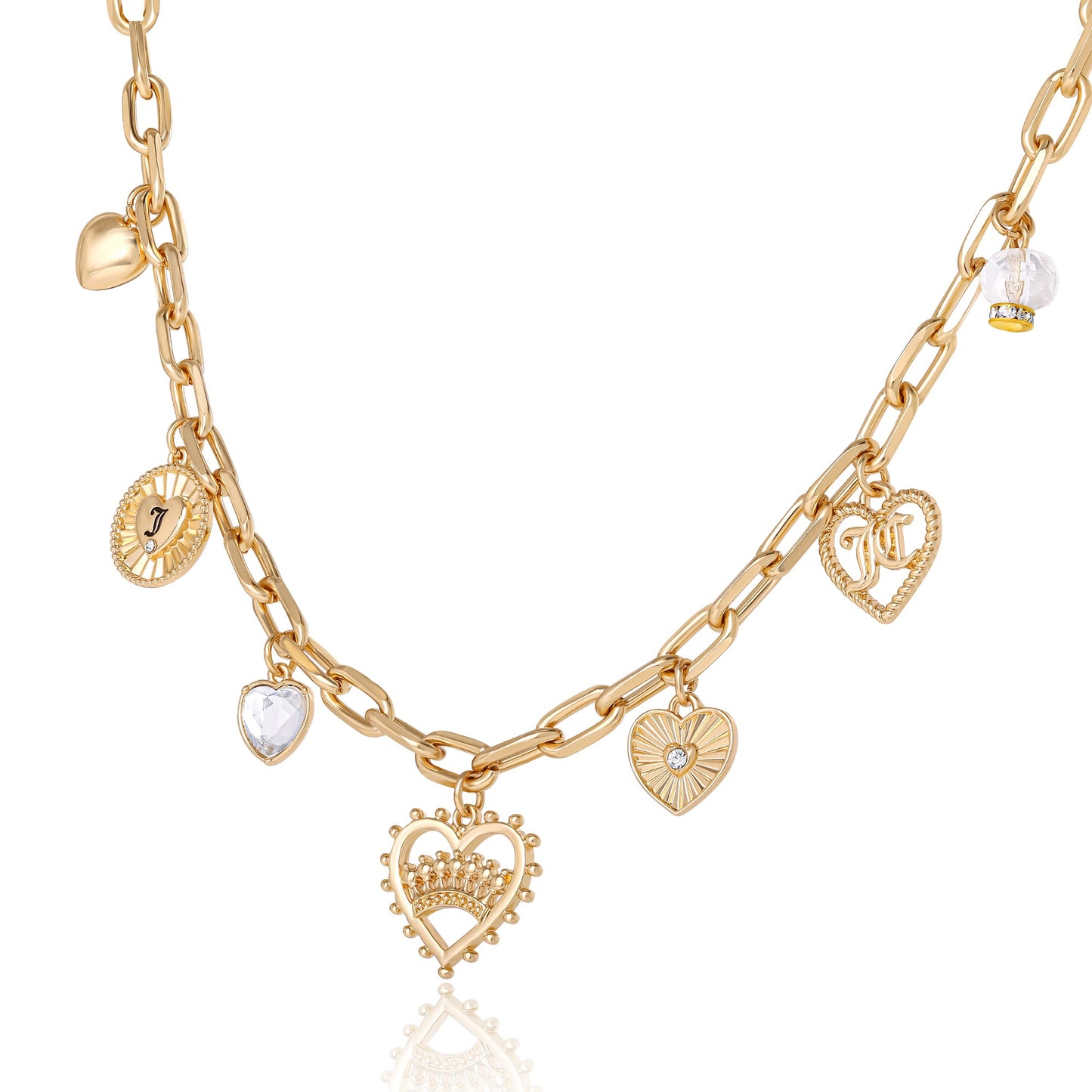 Heart Juicy Logo Charm Necklace - Goldtone - Juicy Couture