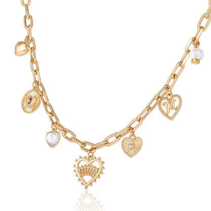 Heart Juicy Logo Charm Necklace - Goldtone - Juicy Couture