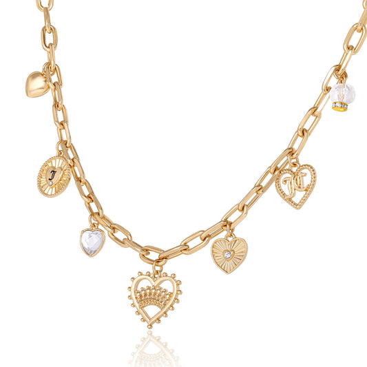 Heart Juicy Logo Charm Necklace - Goldtone - Juicy Couture