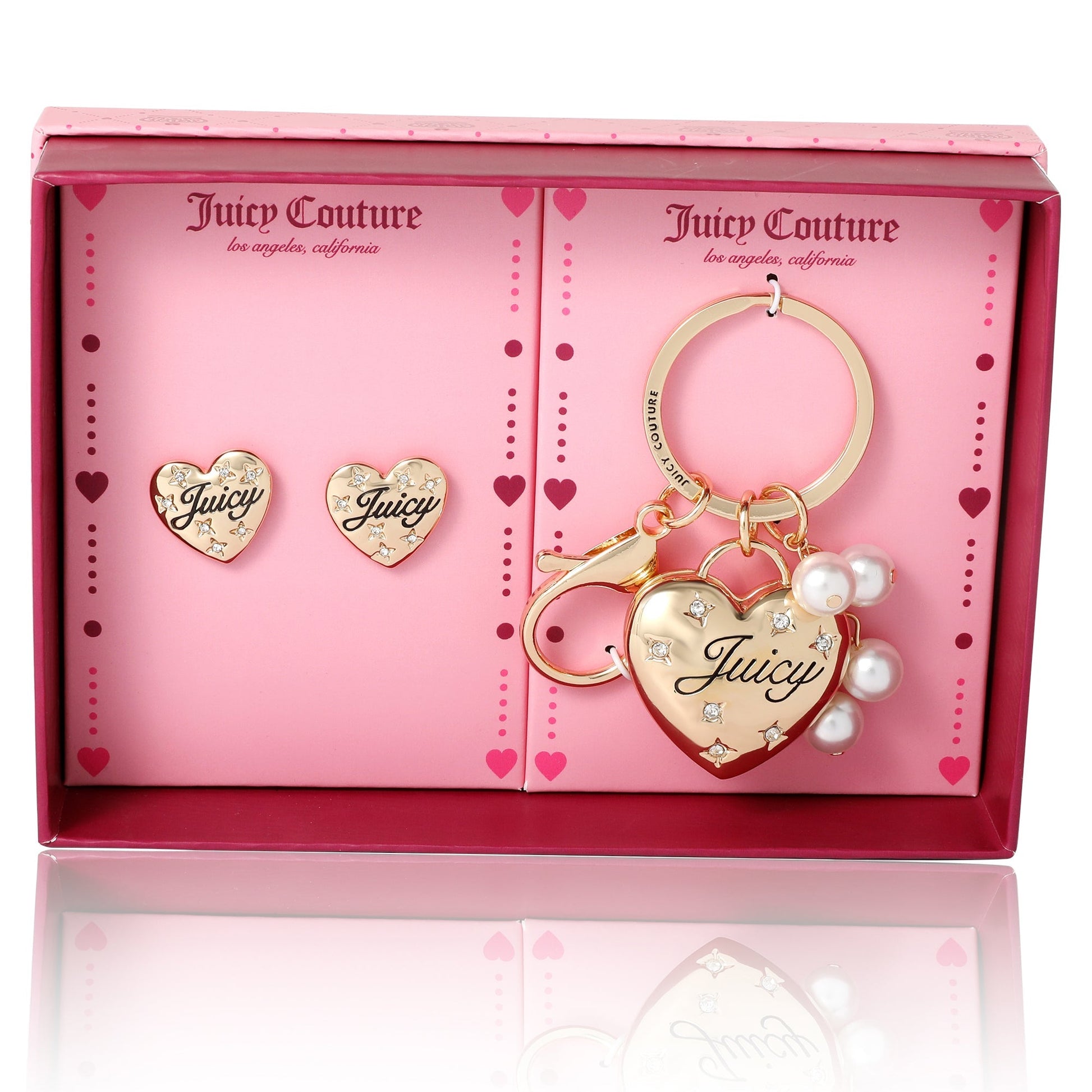 Gold-Tone Heart Keychain Bag Charm & Earring Set - Goldtone - Juicy Couture