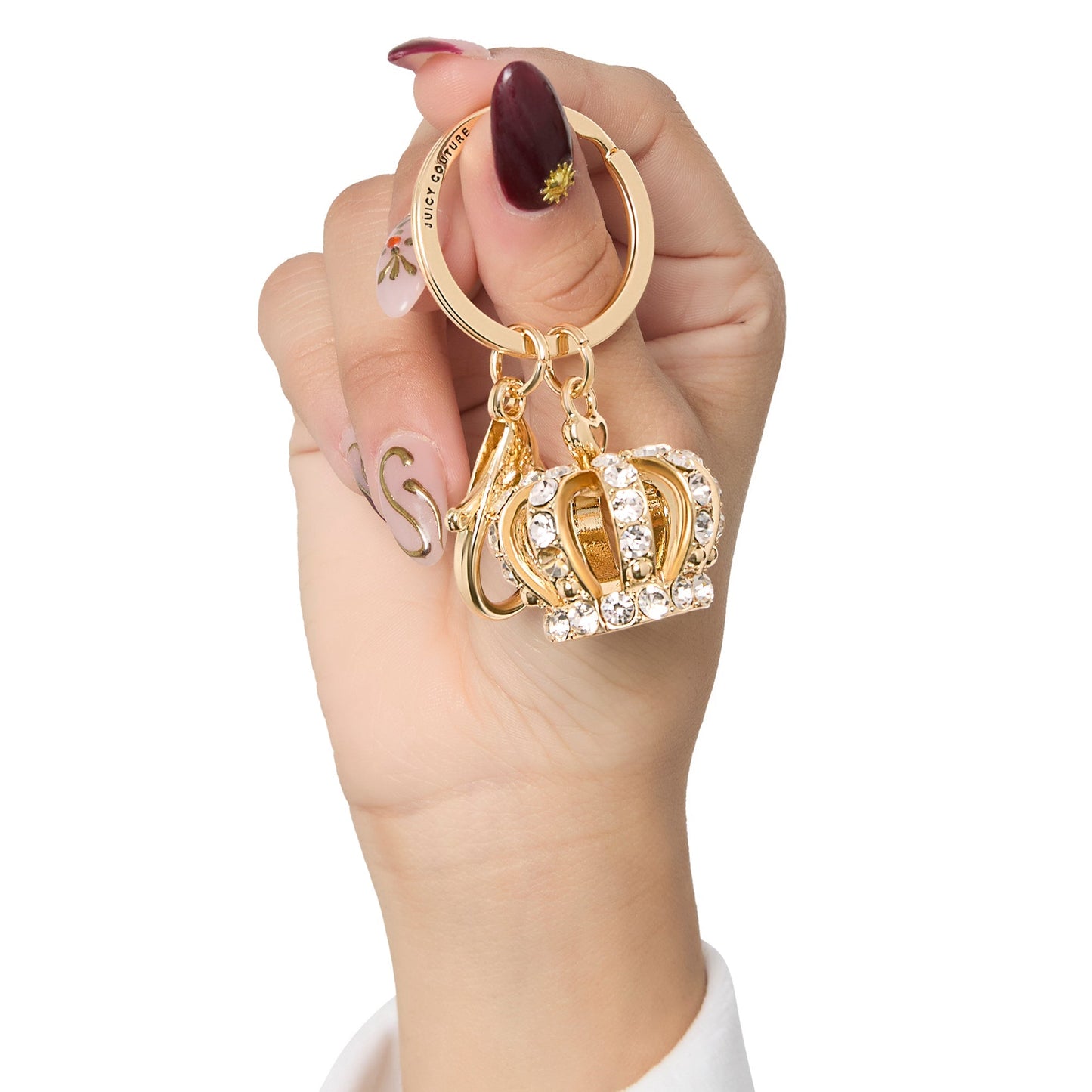 Crown Charm Rhinestone Keychain Bag Charm - Goldtone - Juicy Couture