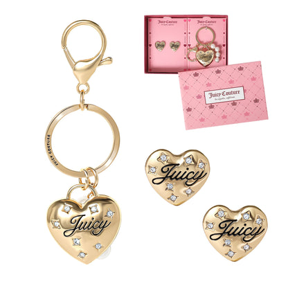 Gold-Tone Heart Keychain Bag Charm & Earring Set - Goldtone - Juicy Couture