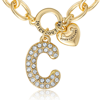 Pavé Initial Charm Bracelet, Letter C - Goldtone - Juicy Couture