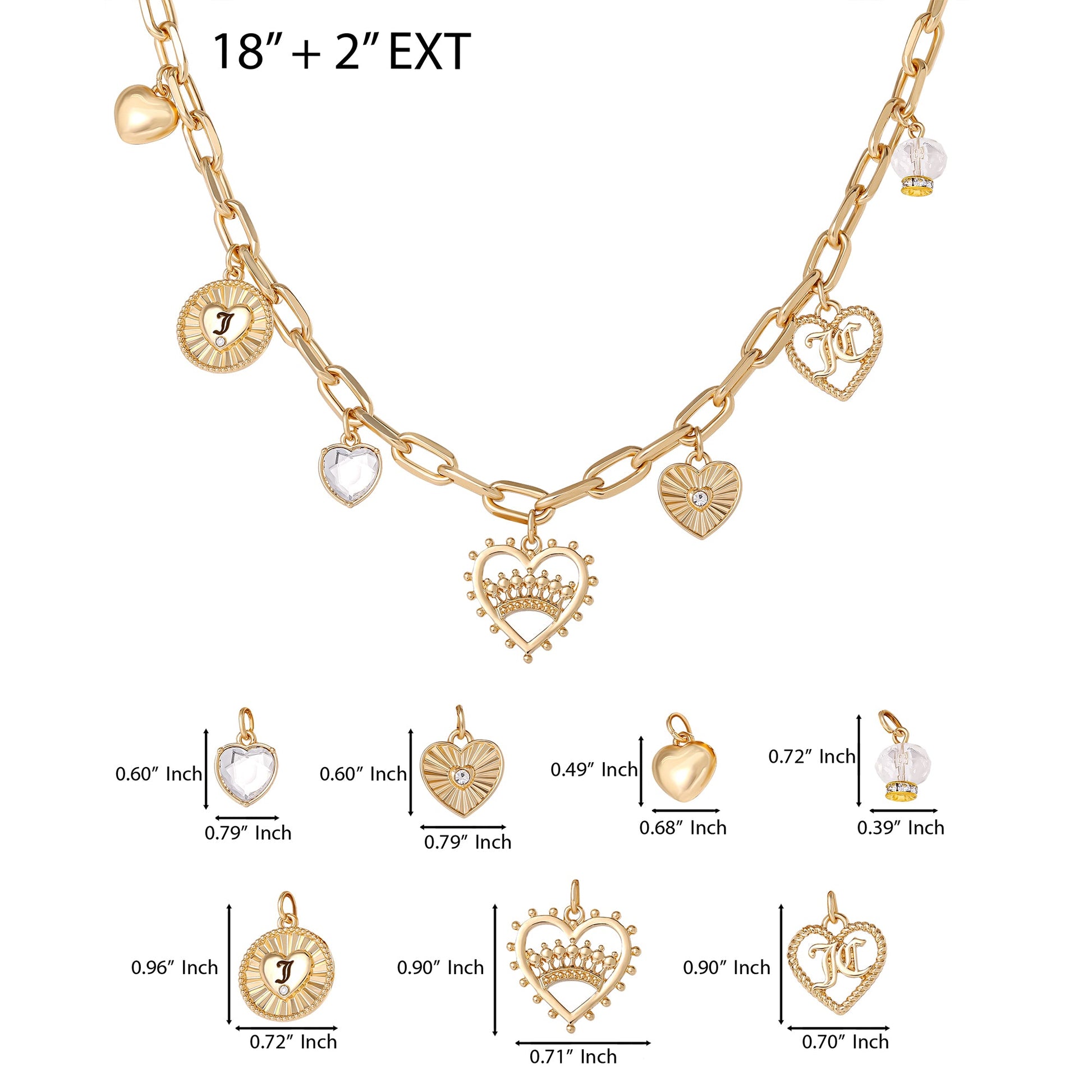 Heart Juicy Logo Charm Necklace - Goldtone - Juicy Couture