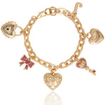Heart & Key Charm Bracelet - Goldtone - Juicy Couture