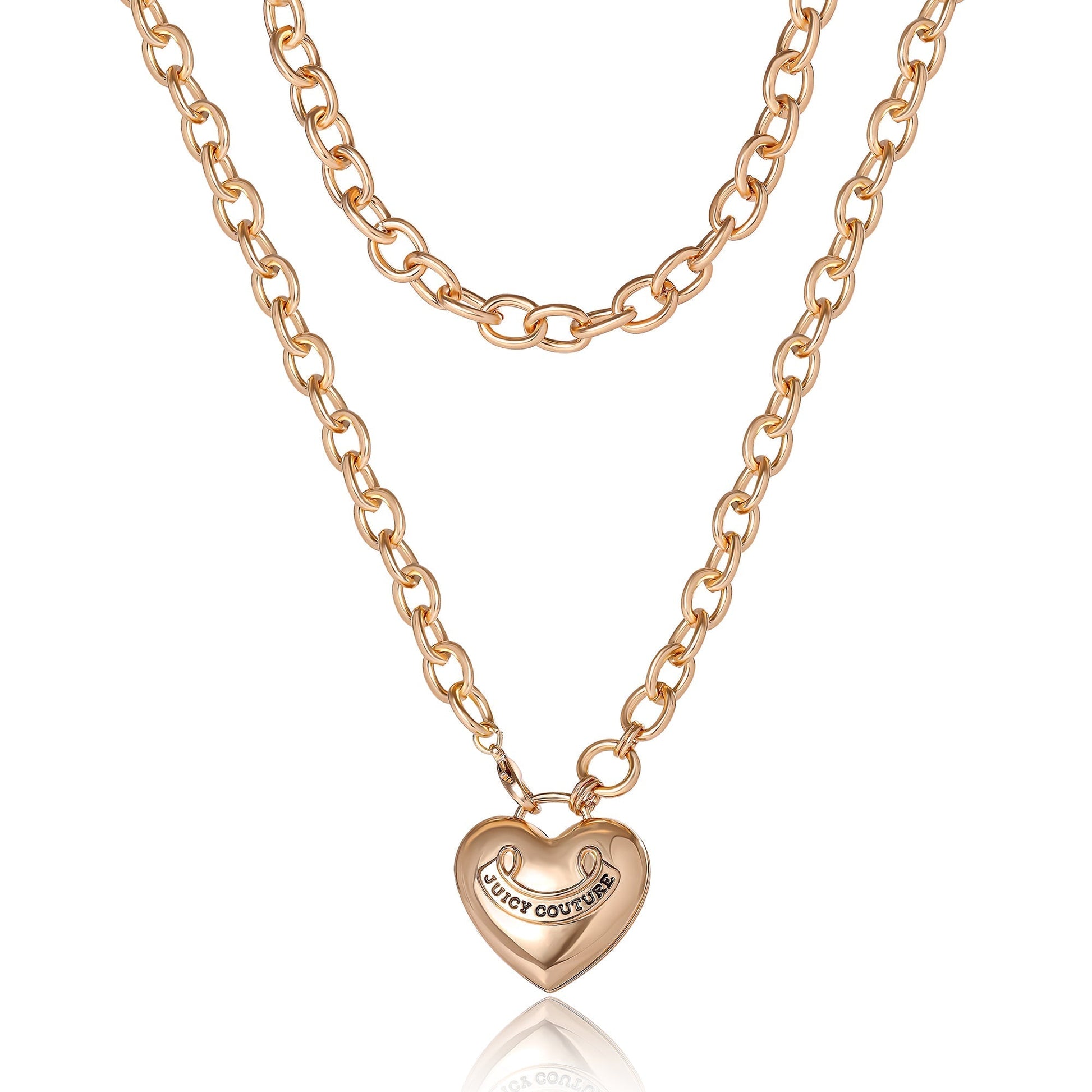 Long Heart Pendant Necklace - Goldtone - Juicy Couture