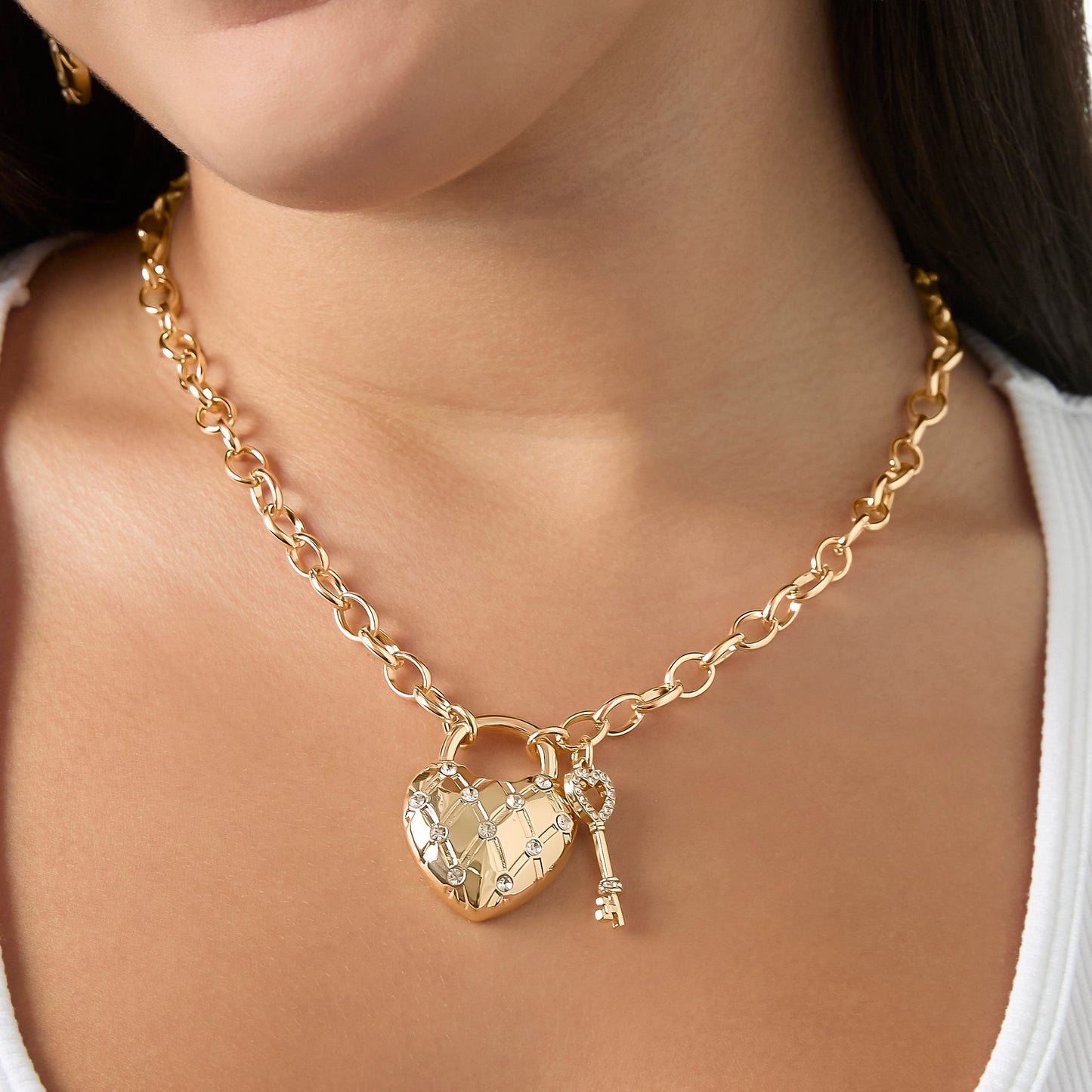 Pearl Station Heart Pendant Necklace - Goldtone - Juicy Couture