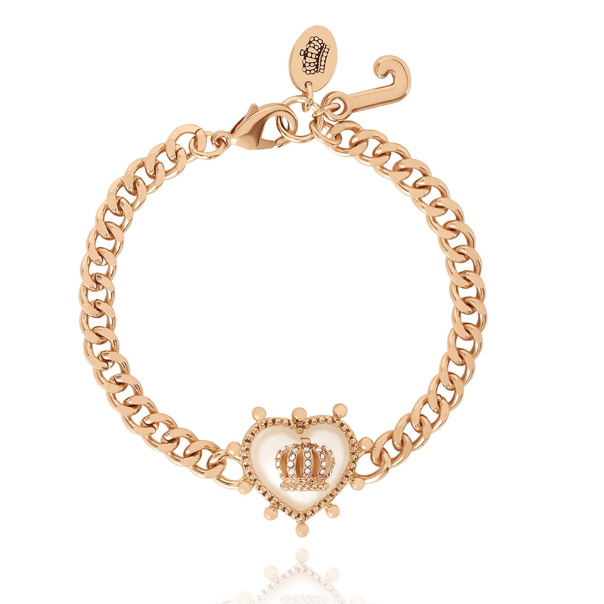 Crown Heart Charm Chain Bracelet - Goldtone - Juicy Couture