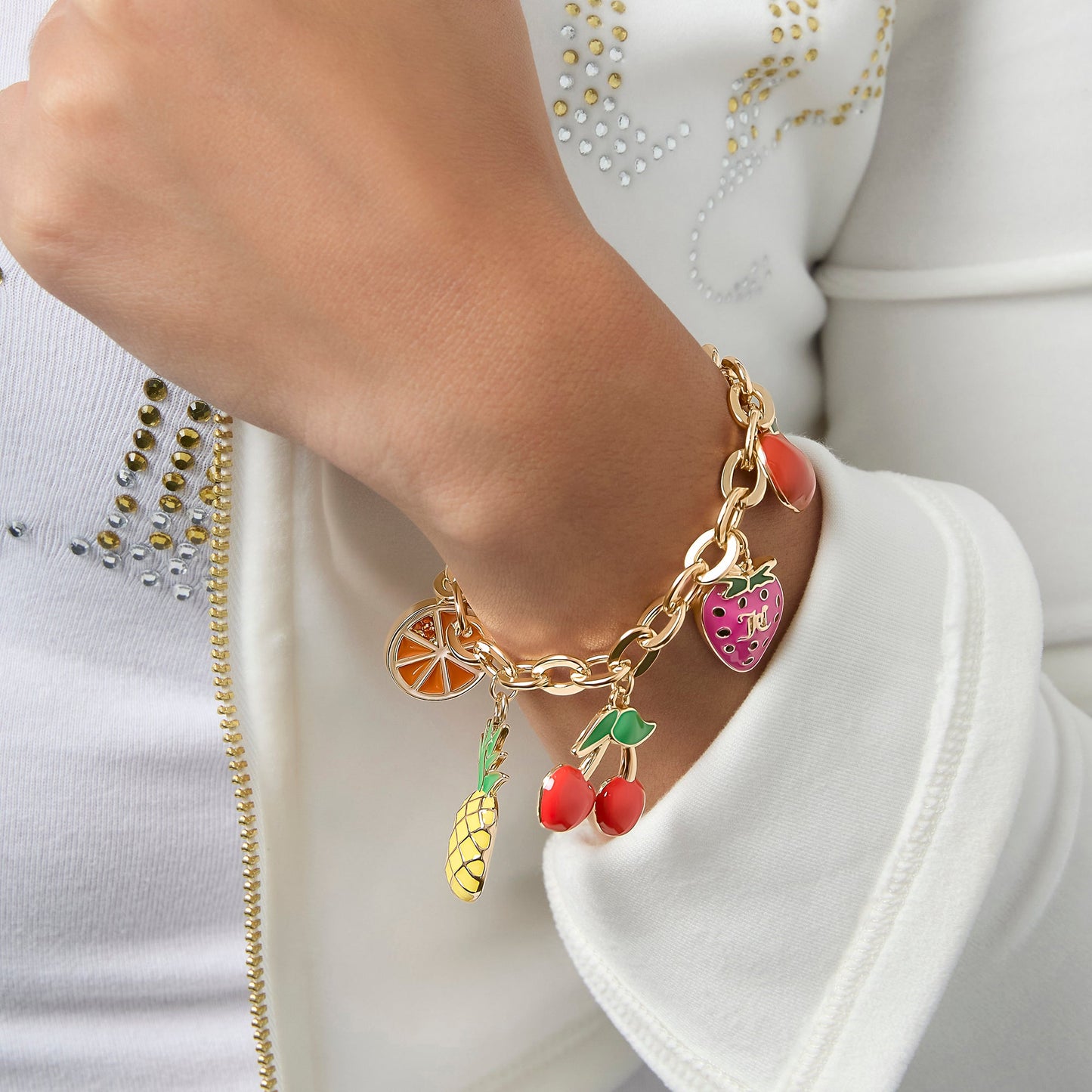 Tropical Fruit Charm Bracelet - Goldtone - Juicy Couture