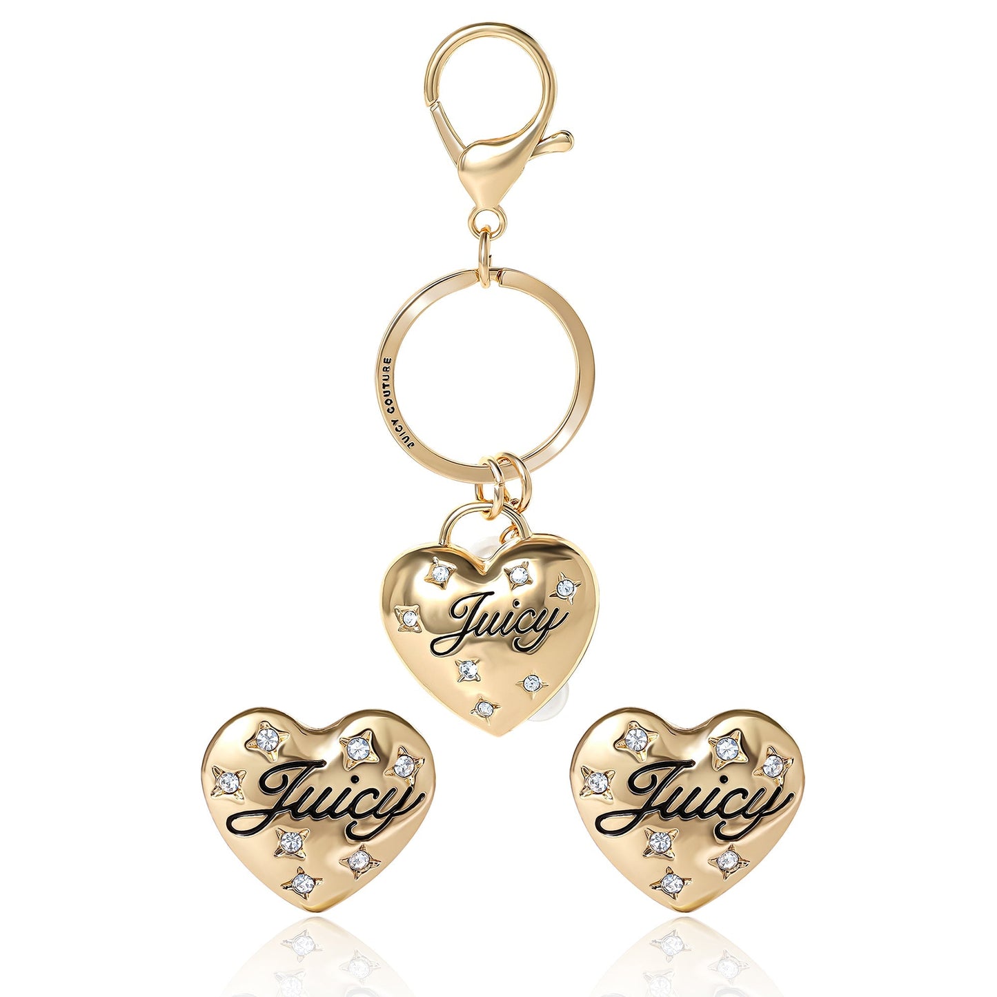 Gold-Tone Heart Keychain Bag Charm & Earring Set - Goldtone - Juicy Couture