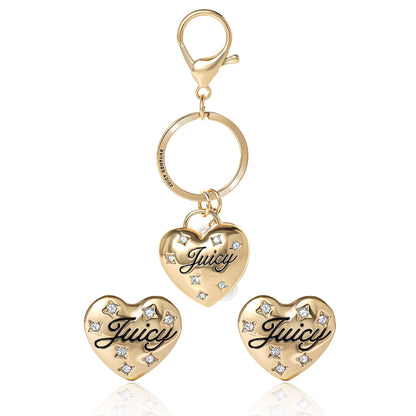 Gold-Tone Heart Keychain Bag Charm & Earring Set - Goldtone - Juicy Couture