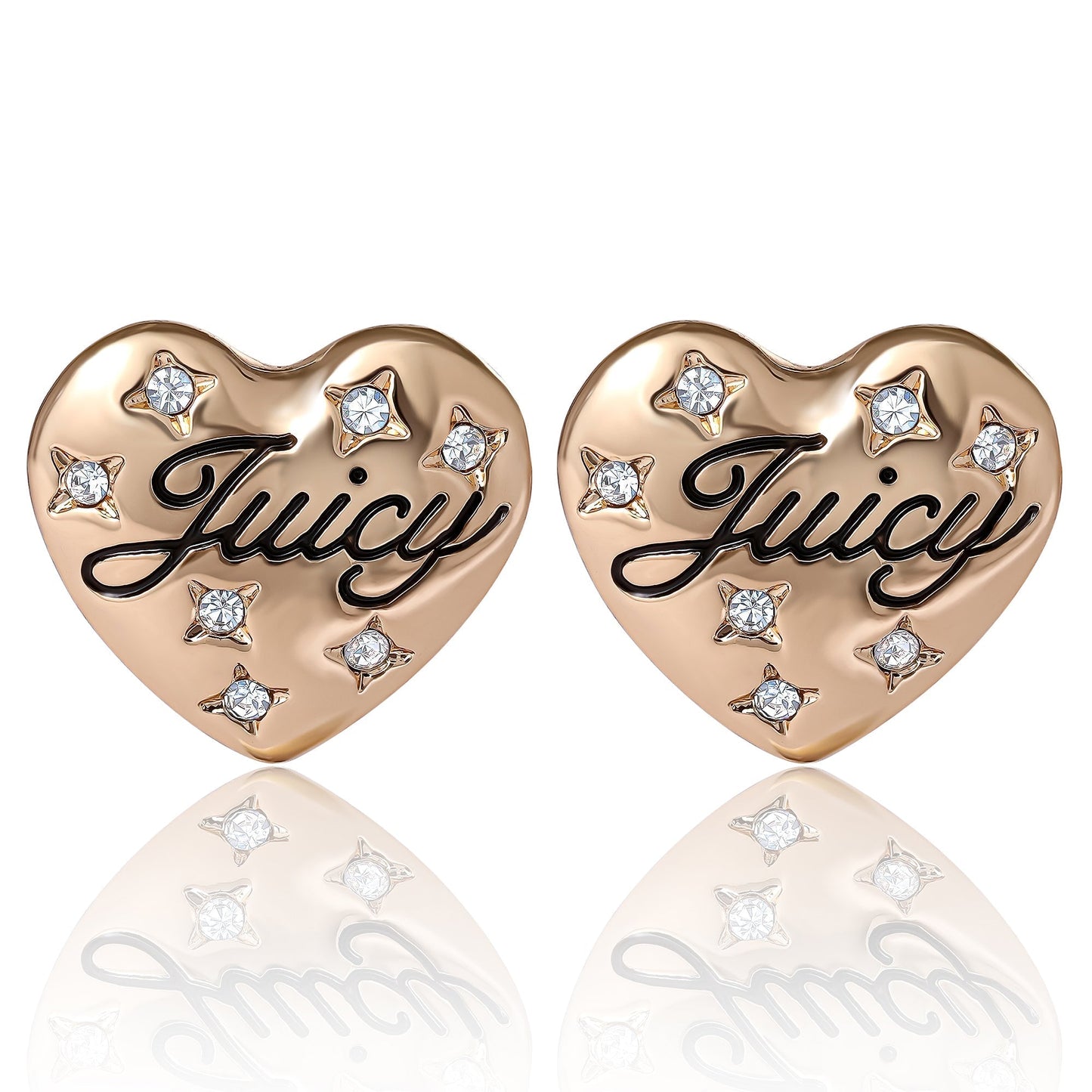 Juicy Crystal-Embellished Heart Stud Earrings - Goldtone - Juicy Couture