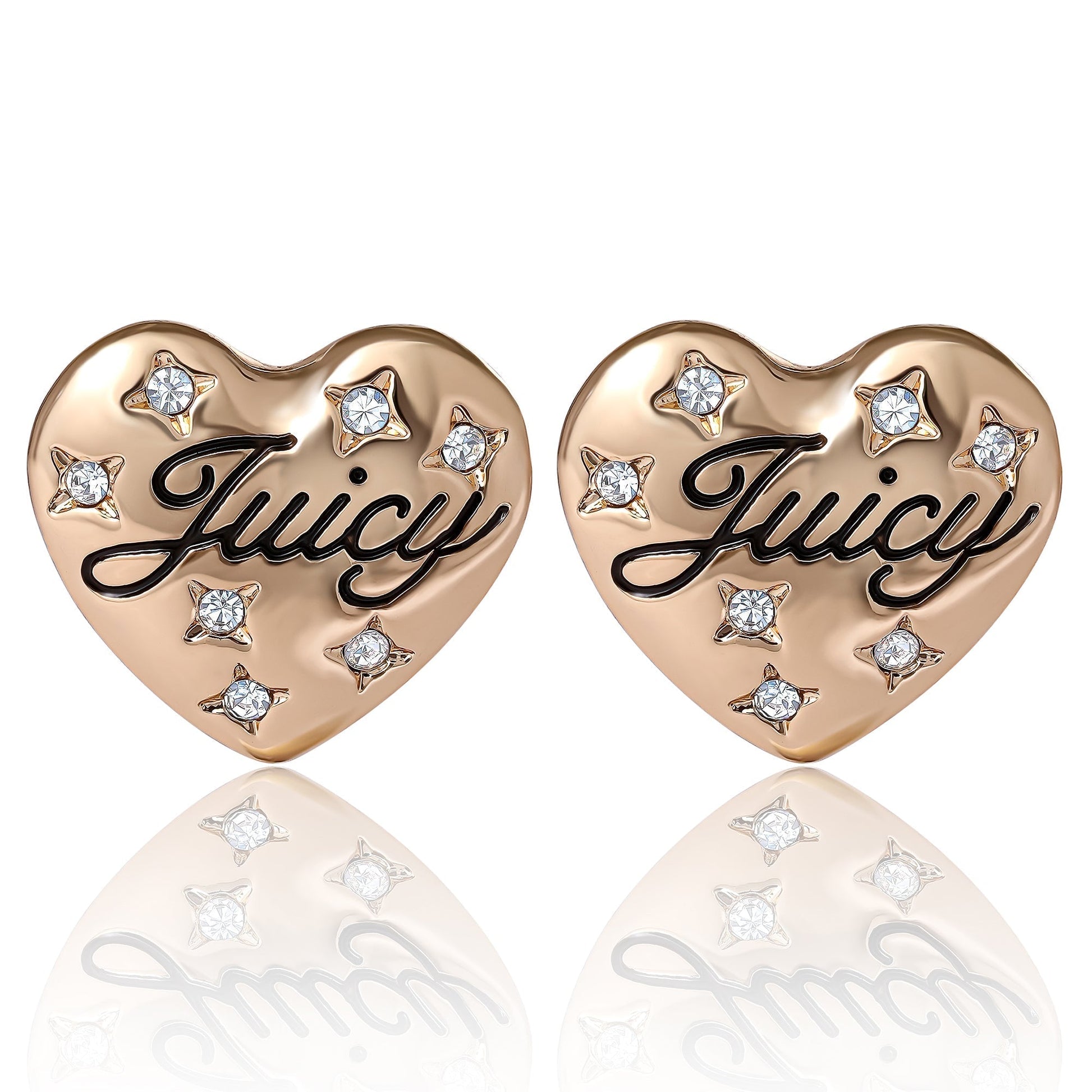 Juicy Crystal-Embellished Heart Stud Earrings - Goldtone - Juicy Couture