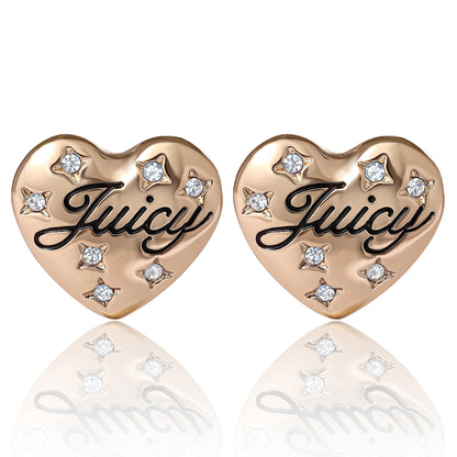 Juicy Crystal-Embellished Heart Stud Earrings - Goldtone - Juicy Couture