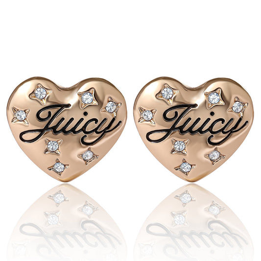 Juicy Crystal-Embellished Heart Stud Earrings - Goldtone - Juicy Couture