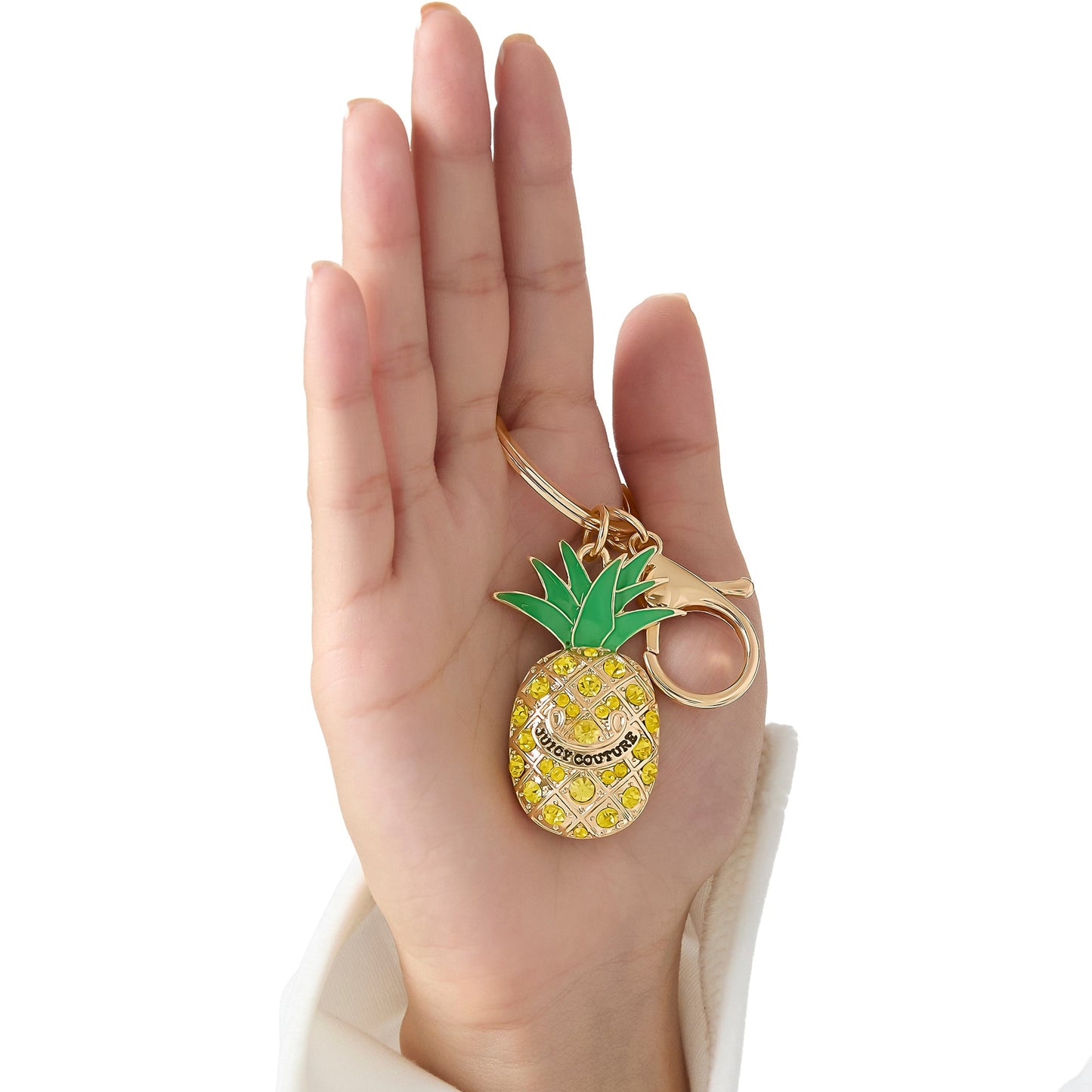 Crystal Pineapple Keychain Bag Charm - Goldtone - Juicy Couture