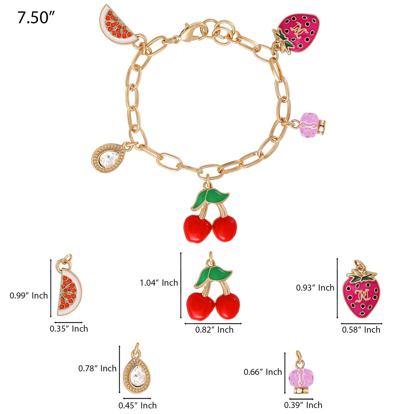 Cherry & Fruit Charm Bracelet - Goldtone - Juicy Couture