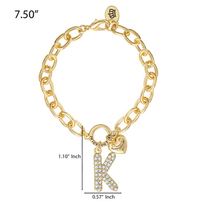 Pavé Initial Charm Bracelet, Letter K - Goldtone - Juicy Couture
