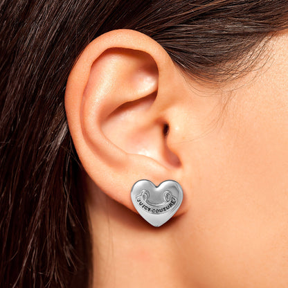 Heart Stud Earrings - Silvertone - Juicy Couture