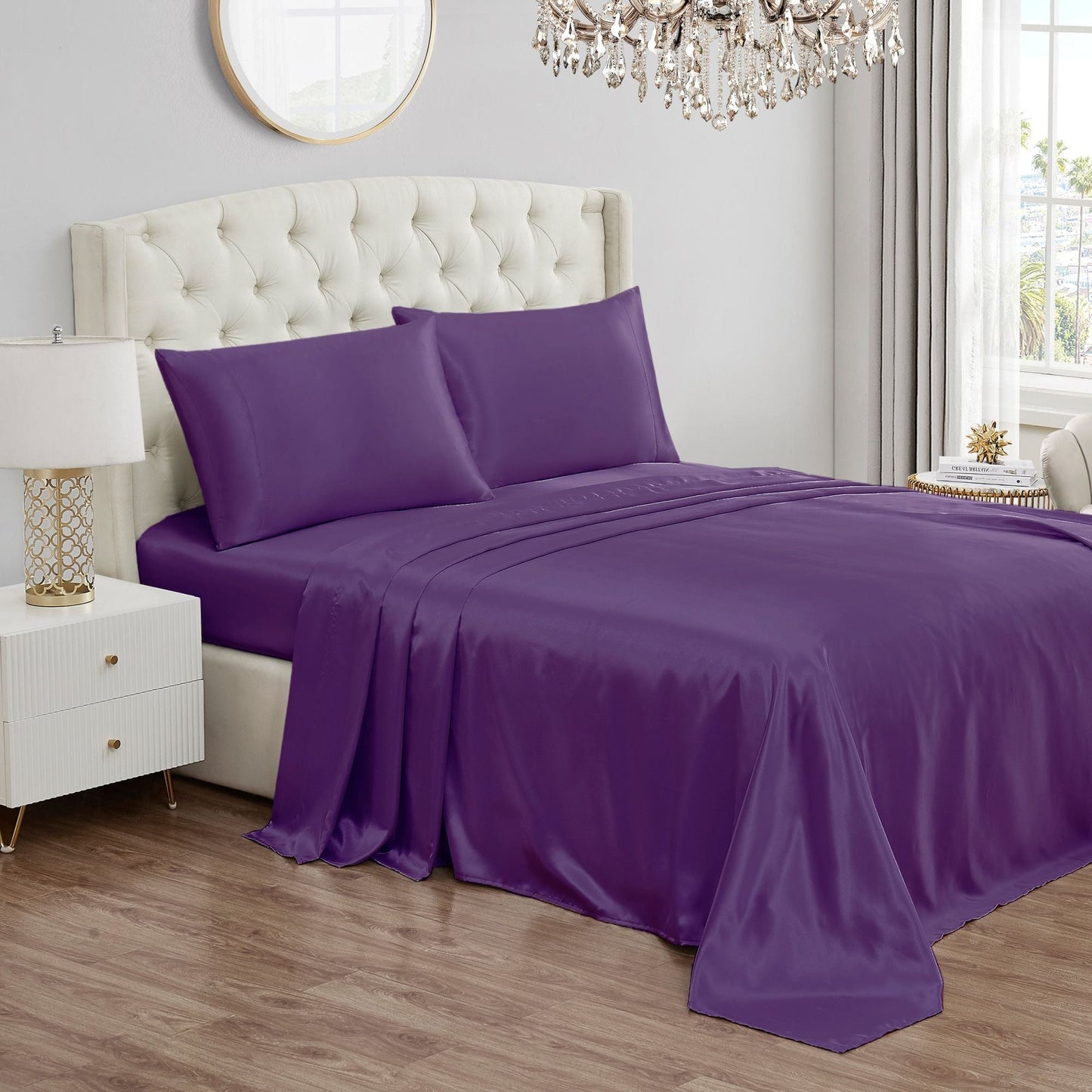 Solid Satin Sheet Set - Violet - Juicy Couture